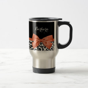Taza De Viaje Naranja de impresión quemado de leopardo de Moda c