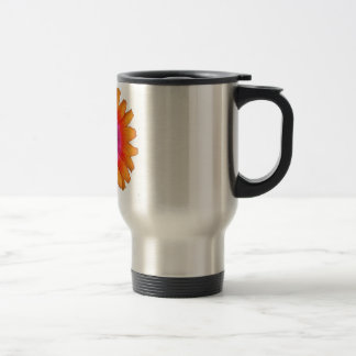 Taza De Viaje naranja de la margarita del flower power