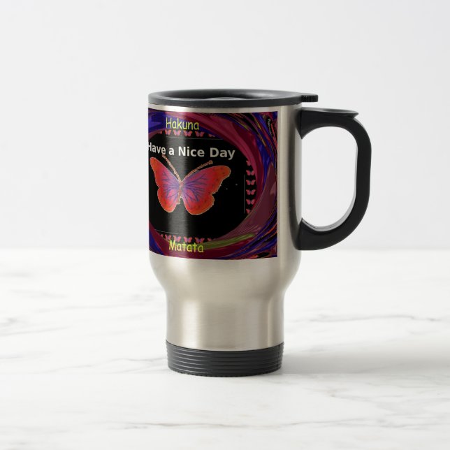 Taza De Viaje Naranja Mariposa púrpura hace buena impresión de a (Derecha)