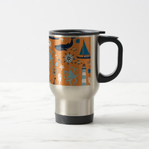 Taza De Viaje Naranja oceánico náutico