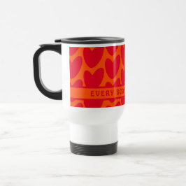 Taza De Viaje Naranja retro y corazones rojos groovy