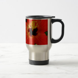 Taza De Viaje Naranja rojo brillante Hibiscus Flower