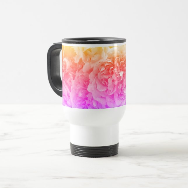 Taza De Viaje Naranja, rosa, Rosas púrpura (Anverso izquierdo)