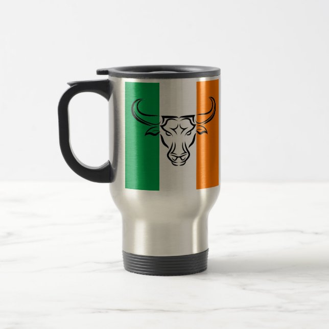 Taza De Viaje Naranja Verde IRLANDÉS con Guay BULL / TAURUS Zodi