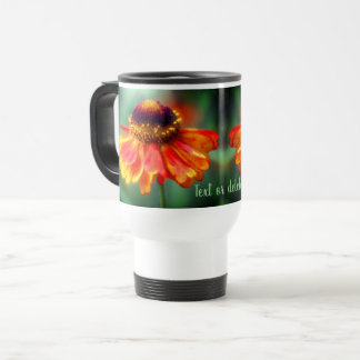 Taza De Viaje Naranja Y Flor De Marea Amarilla Personalizada