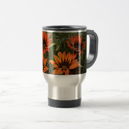 Taza De Viaje Naranja y negro Gazanias Travel Mug