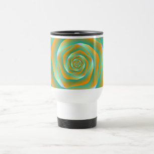 Taza De Viaje Naranja y Rosa espiral verde