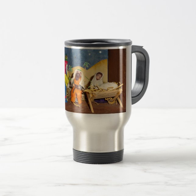 Taza De Viaje Natividad bebé Jesús María tres reyes navidades (Anverso derecho)