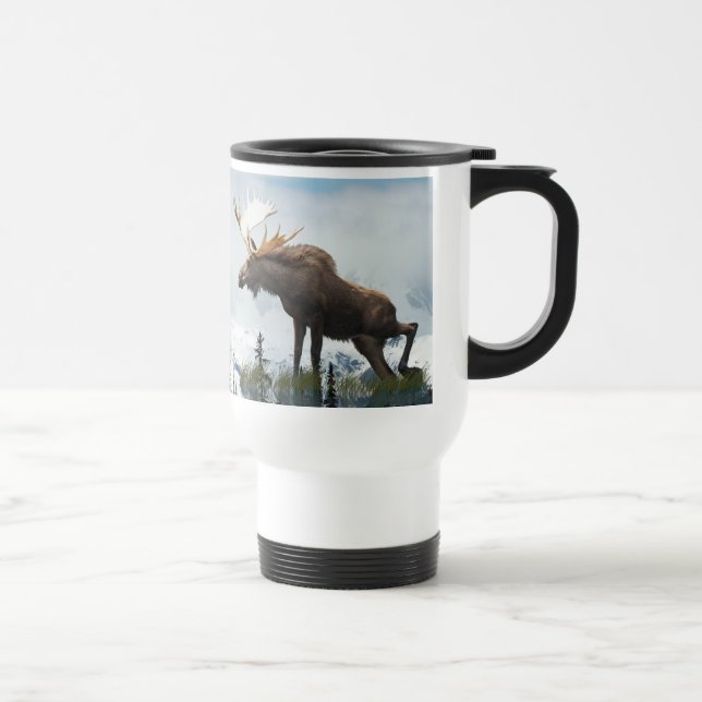 Taza De Viaje Naturaleza silvestre de Moose & Mountains de Canad (Derecha)