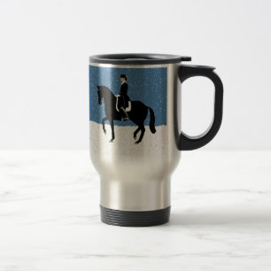 Taza De Viaje Navidad del caballo del Dressage Nevado