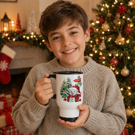 Taza De Viaje Navidad del hombre de nieve personalizado del invi