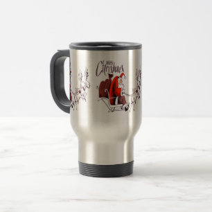Taza De Viaje Navidad del reno del montar a caballo de Papá Noel
