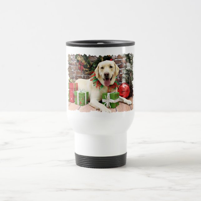 Taza De Viaje Navidad - Labrador amarillo - Strider (Centro)