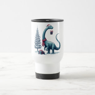 Taza De Viaje Navidades Brontosaurus dinosaur