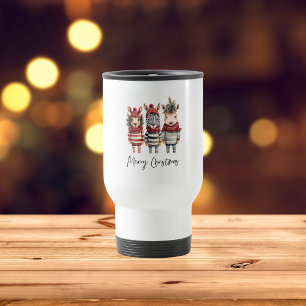 Taza De Viaje Navidades de acuarela de época animales