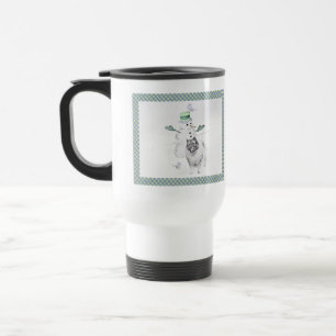 Taza De Viaje Navidades de Keeshond Snowman pinta arte de perro