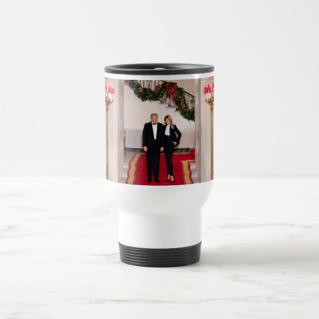 Taza De Viaje Navidades detienen al presidente Donald Trump y Me (Centro)