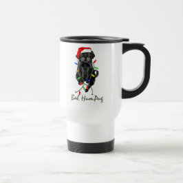 Taza De Viaje Navidades graciosos de Black Pug Dog Bah Humpug