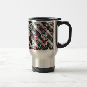 Taza De Viaje Navidades Nutcracker Plaid Blue Burgundy