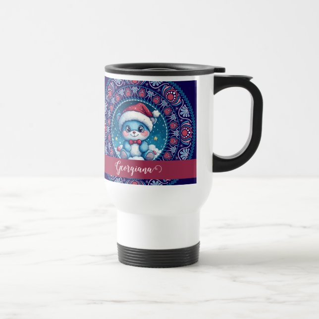 Taza De Viaje Navidades personalizados Kawaii Bear Dot Mandala (Derecha)