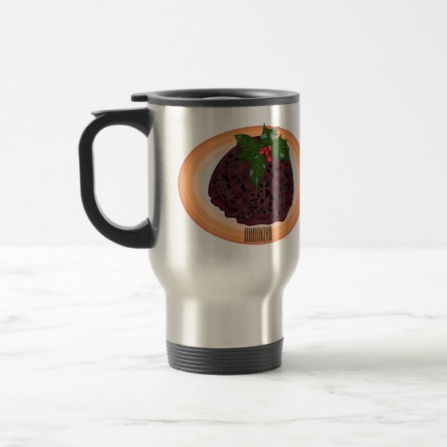 Taza De Viaje Navidades pudding personalizado ilustracion (Izquierda)