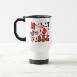 Taza De Viaje Navidades Retro Holly Jolly Vibes Festividades de