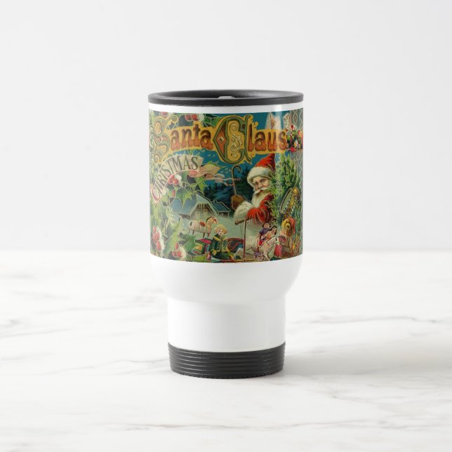 Taza De Viaje Navidades Santa Claus Arte Antiguo (Centro)