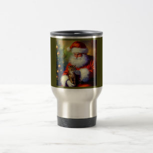 Taza De Viaje Navidades Santa y un gato 1