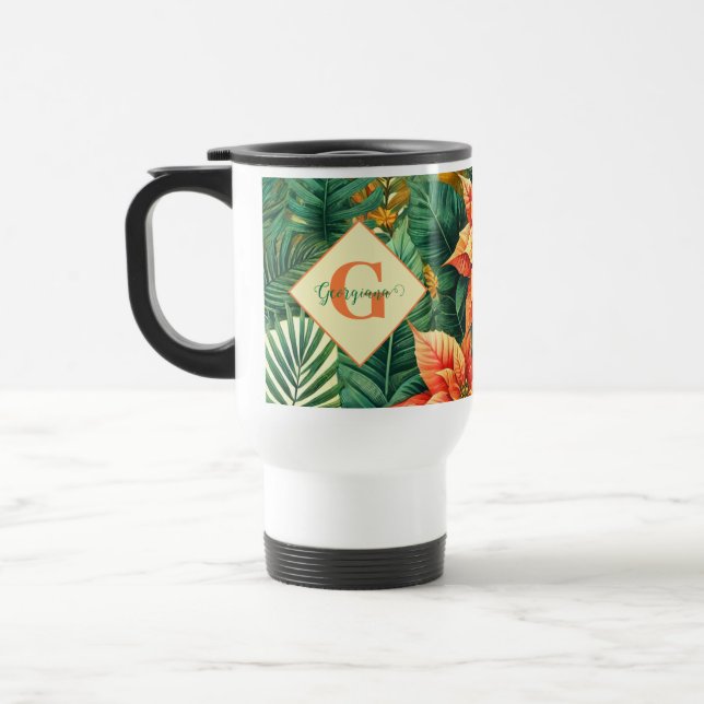 Taza De Viaje Navidades tropicales vibrantes personalizados Poin (Izquierda)