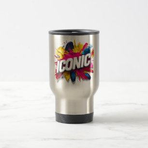 Taza De Viaje Negrita Texto Blanco "ICÓNICO" Salpicadura de Pint