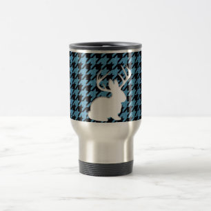 Taza De Viaje Negro azul Houndstooth de Jackalope