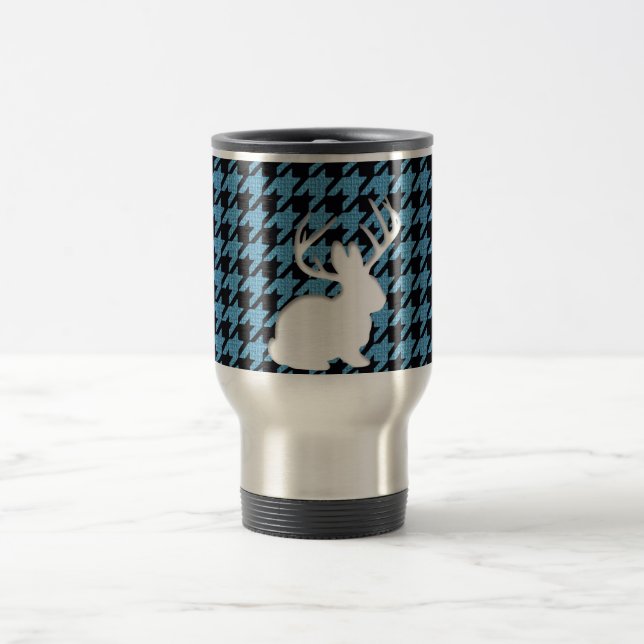 Taza De Viaje Negro azul Houndstooth de Jackalope (Centro)