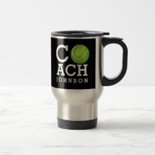 Taza De Viaje Negro conocido de encargo del coche de tenis
