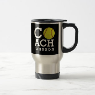 Taza De Viaje Negro conocido de encargo del coche del softball