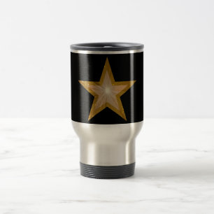 Taza De Viaje Negro de la estrella del oro para viajar/ir al tra