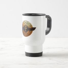 Taza De Viaje NeoAnkh 3D Golden Winged Ankh & Hieroglyphs Disk