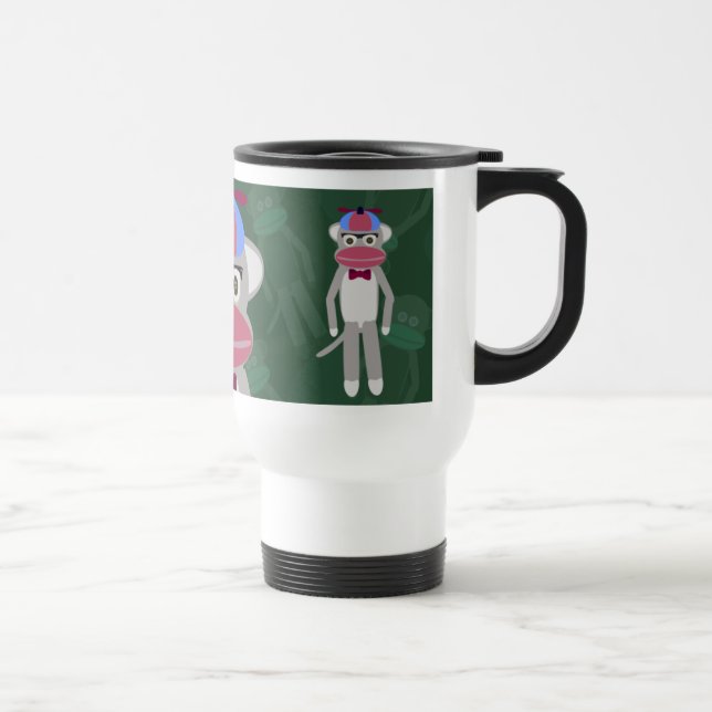 Taza De Viaje Nerdy Fifties Sock Monkey Personalizado arte Diseñ (Derecha)