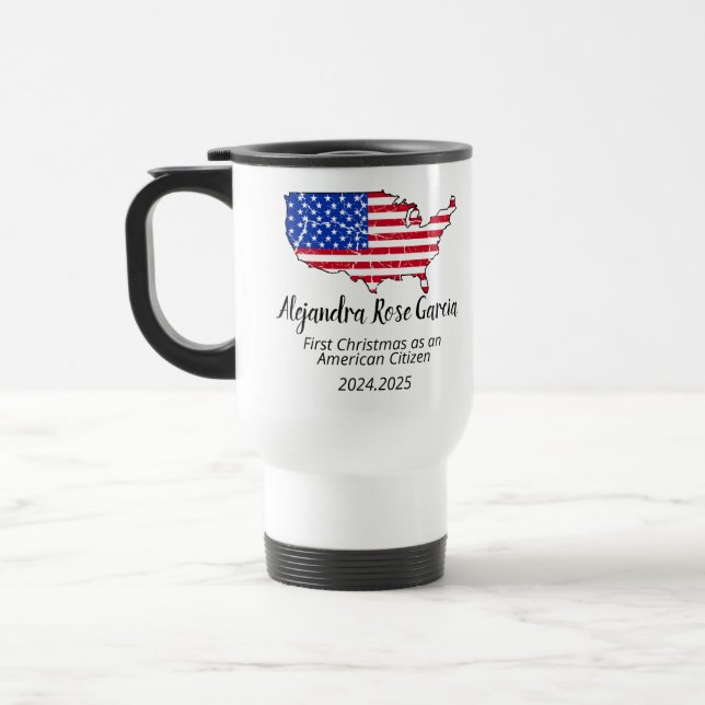 Taza De Viaje New U.S. Citizen – American Map Citizenship Day (Izquierda)