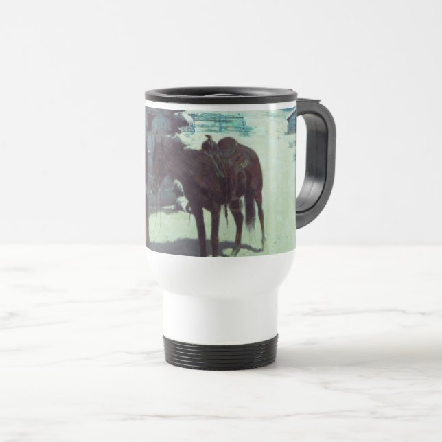 Taza De Viaje Nieve de invierno de caballos y bovinas (Anverso derecho)