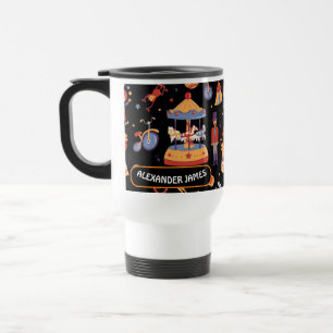 Taza De Viaje Niños del Carnaval Blanco Negro Patrón de Circo de