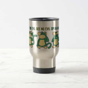 Taza De Viaje No oiga ningún verde de los monos del mal