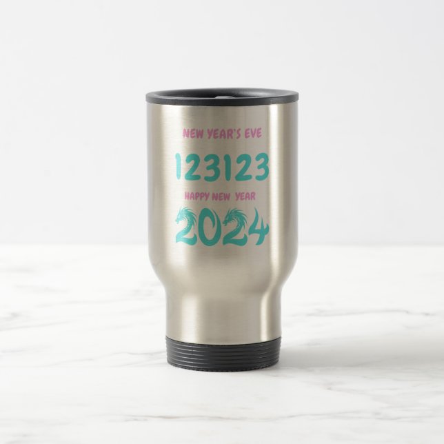 Taza De Viaje Nochevieja 123123 Feliz Año Nuevo 2024 (Centro)
