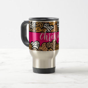 Taza De Viaje Nombre de corazones de impresión de animales jugue