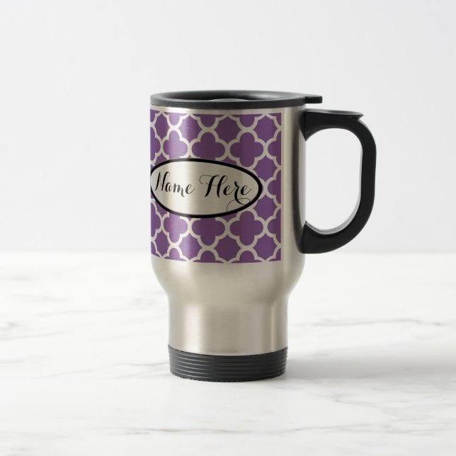 Taza De Viaje Nombre de cuatrefoil púrpura personalizado (Derecha)