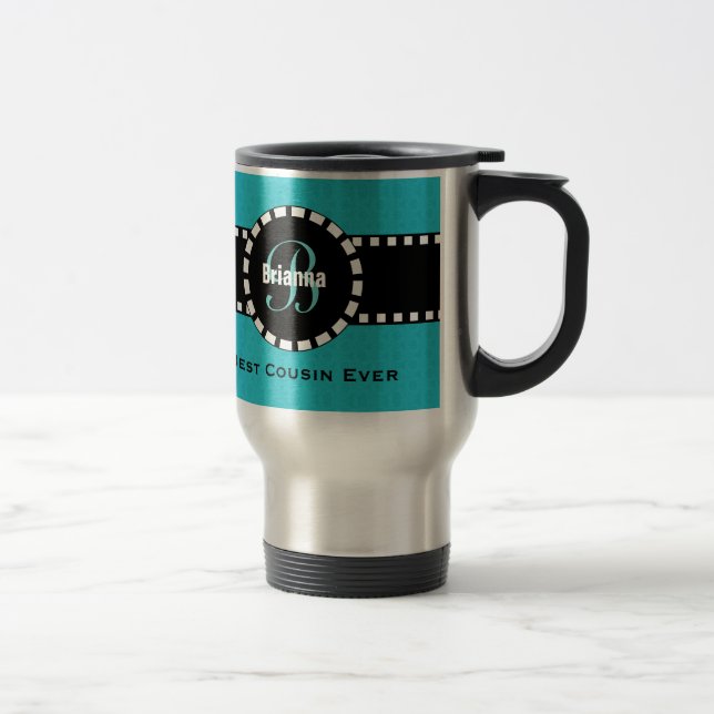 Taza De Viaje Nombre de encargo V04 del mejor monograma del (Derecha)