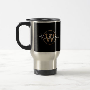 Taza De Viaje Nombre de guión de monograma Gold personalizado Ne