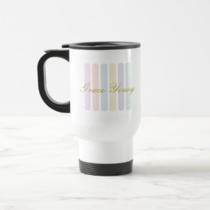 Taza De Viaje Nombre de guión de rayas verticales pastel