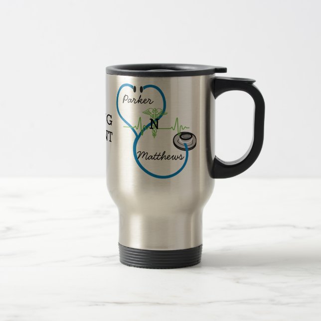 Taza De Viaje Nombre del alumno Caduceus de la Enfermería Esteti (Derecha)