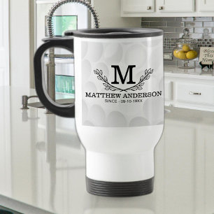 Taza De Viaje Nombre del patrón de bola de golf personalizado an