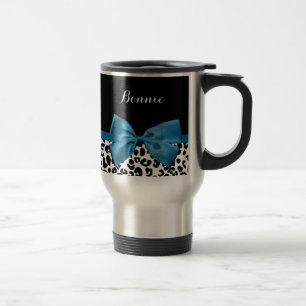 Taza De Viaje Nombre Giro Leopardo Imprimir Bonito Cobalt Azul C